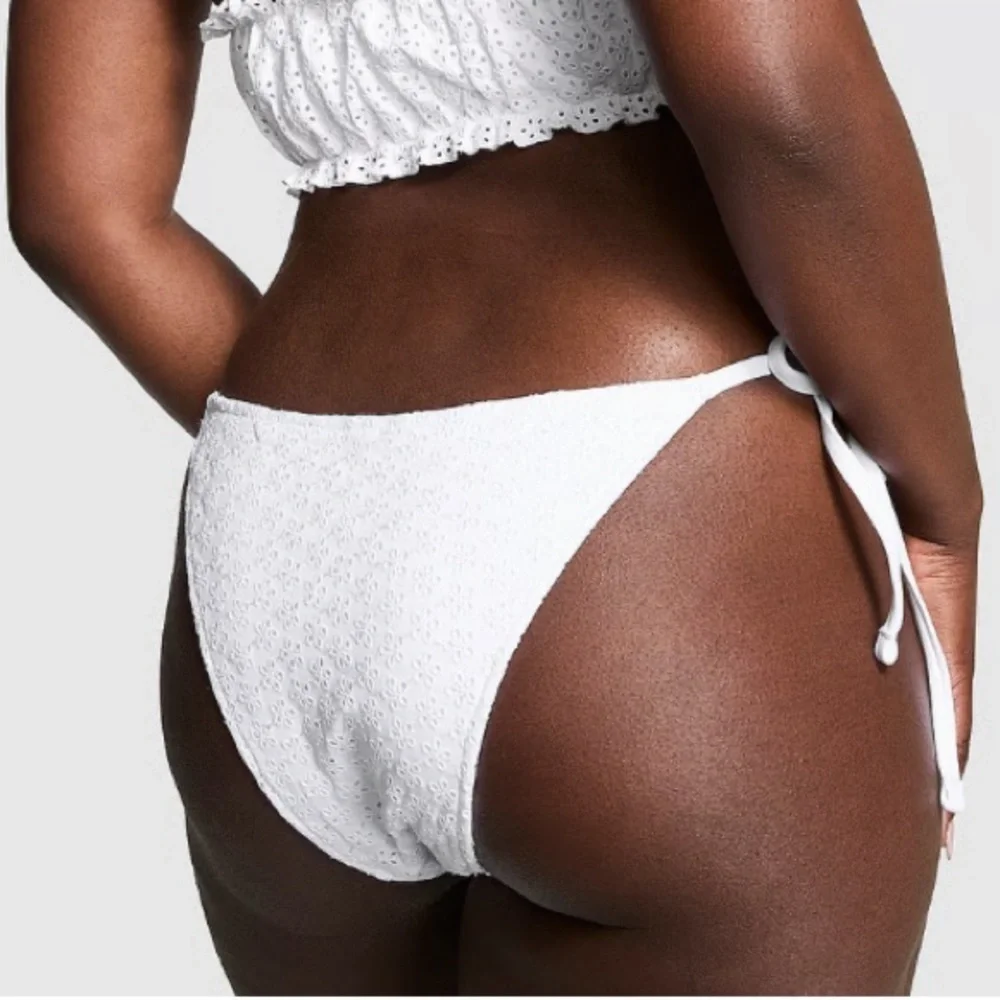 New! Frankie's Bikinis Bridgette White Eyelet String Bikini Bottom 1589